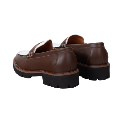 Women's loafers Stilo in tan/white