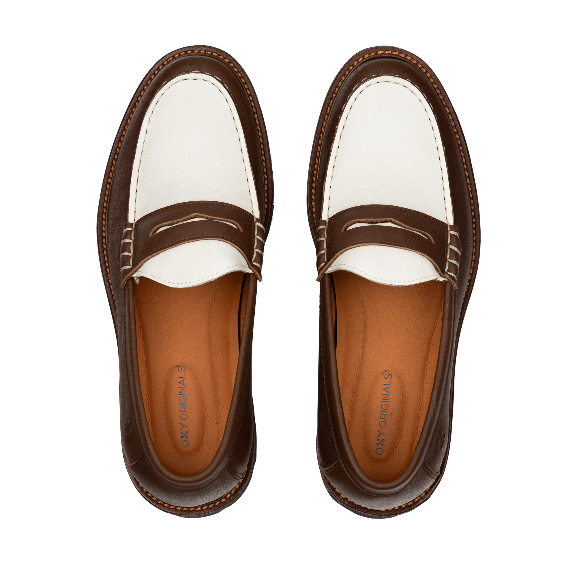 Women's loafers Stilo in tan/white