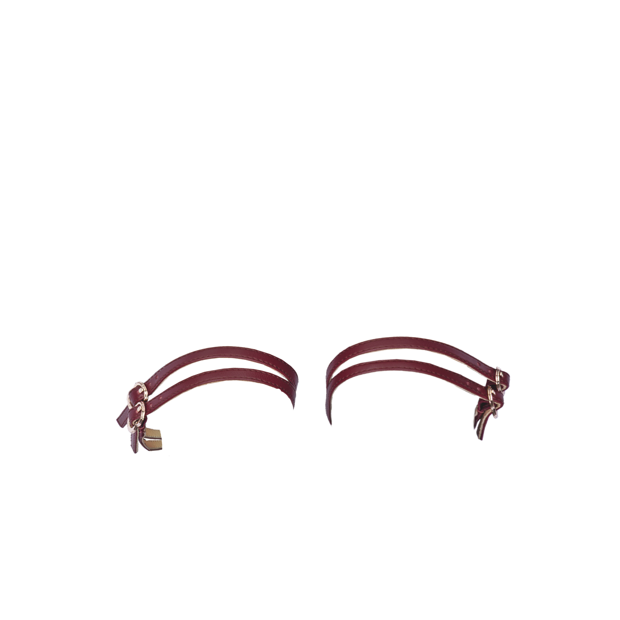 Women's ballet flats Eos Thin Double Strap with Gold Buckles in Cherry