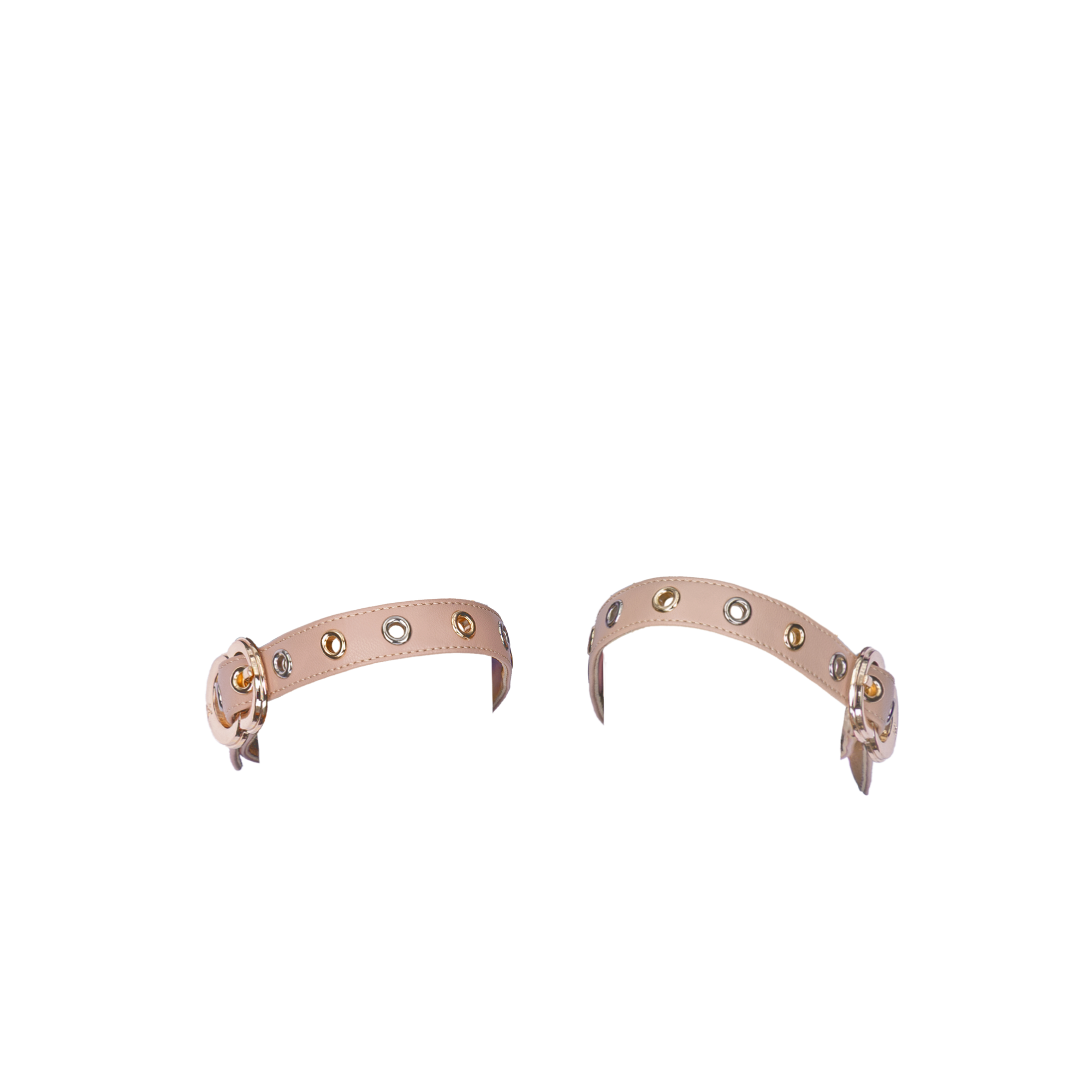 Women's ballet flats Eos Gold and Silver Grommet thick strap with Gold Buckles in Blush
