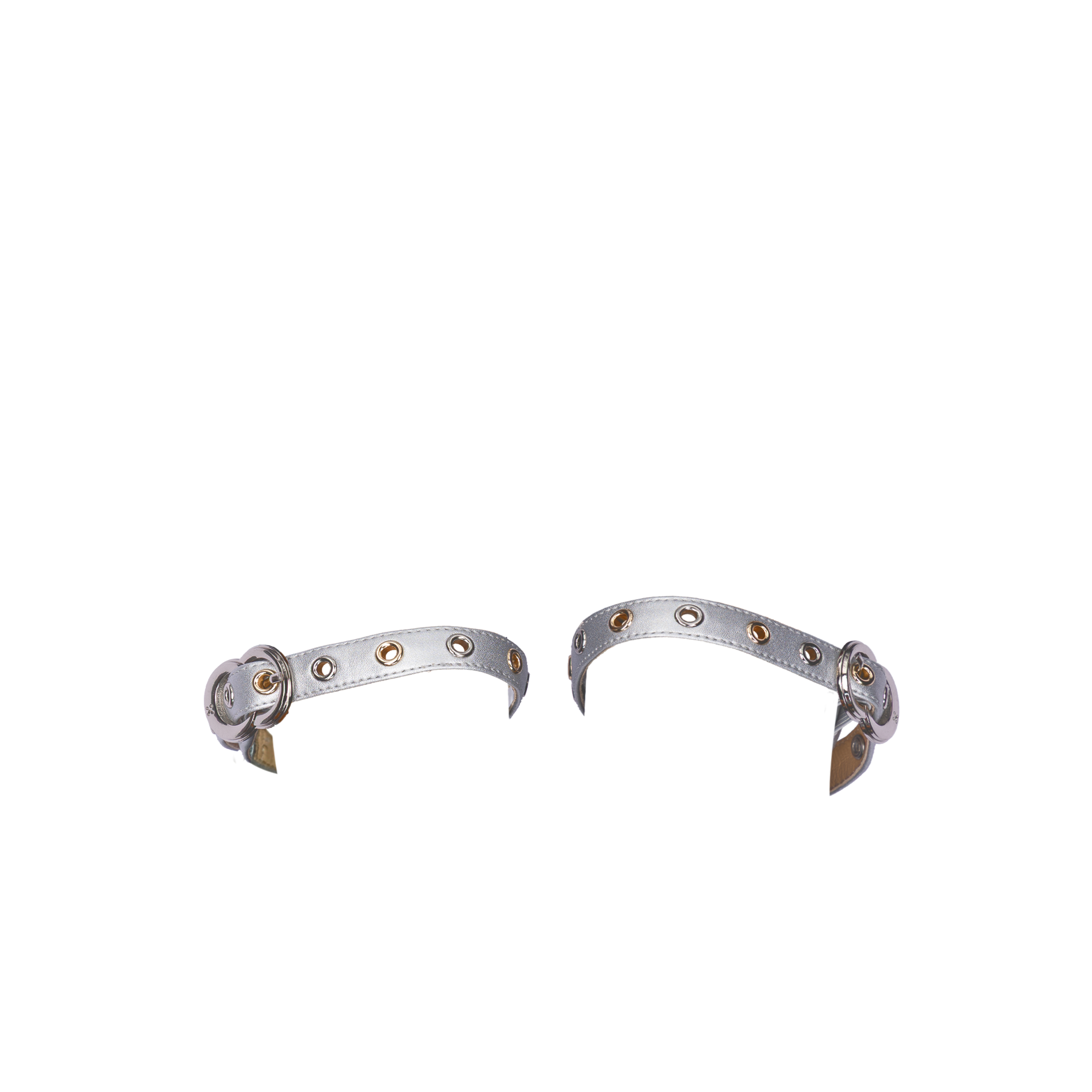 Women's ballet flats Eos Gold and Silver Grommet thick strap with Silver Buckles in Silver